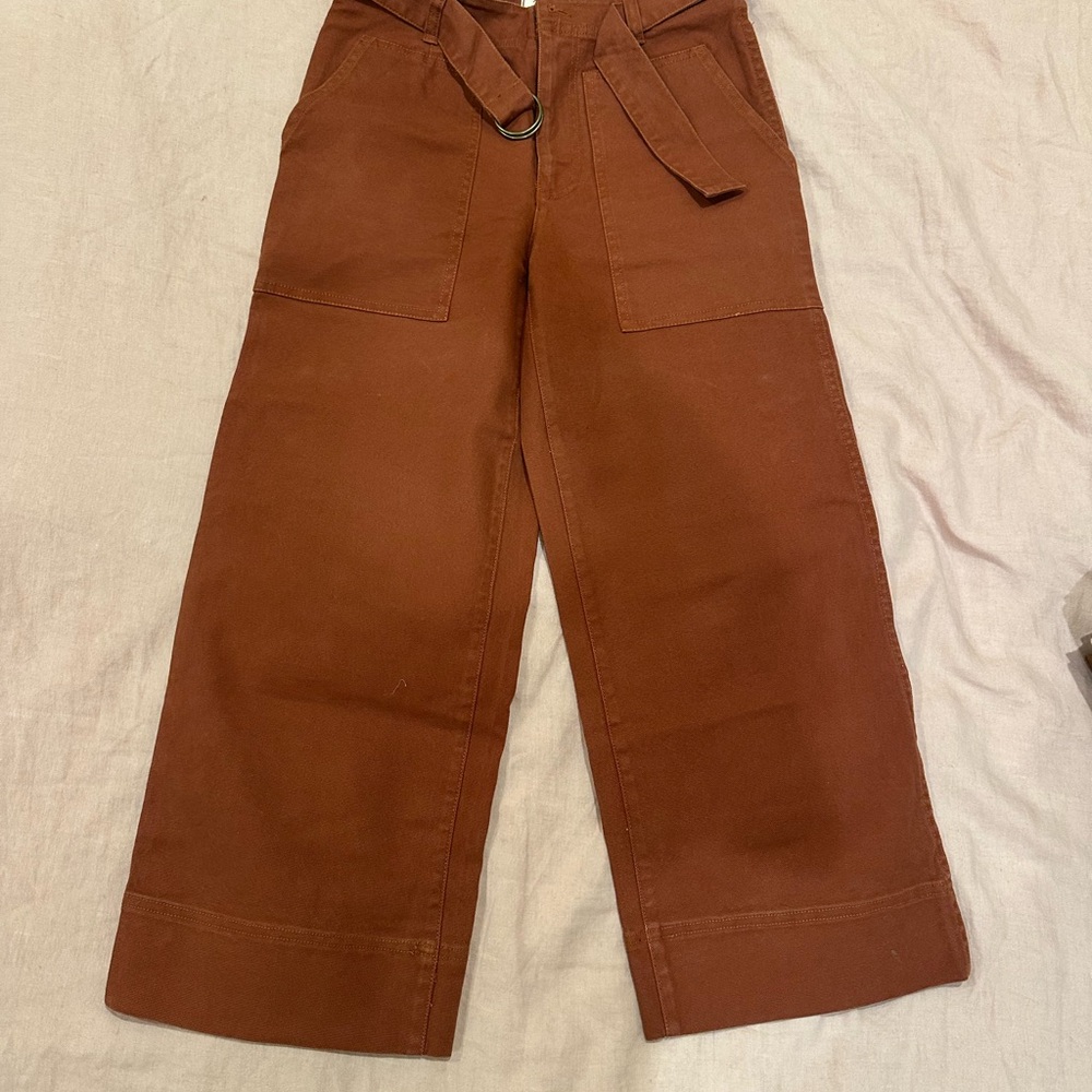 Madewell Brown Wide-Leg Pants with Belt